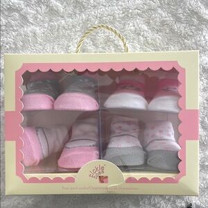 Pink and Gray Baby Socks Set